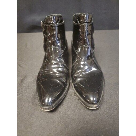 Gianvito Rossi Patent Leather Black Buckle Bootie Boot Size 39 Or 8.5 - Picture 2 of 6